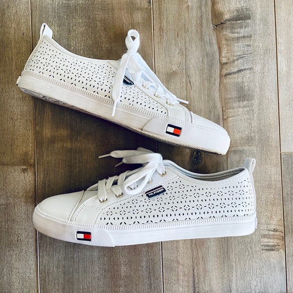 Tommy Hilfiger | Shoes | Tommy Hilfiger Laser Cut Sneakers In White |  Poshmark